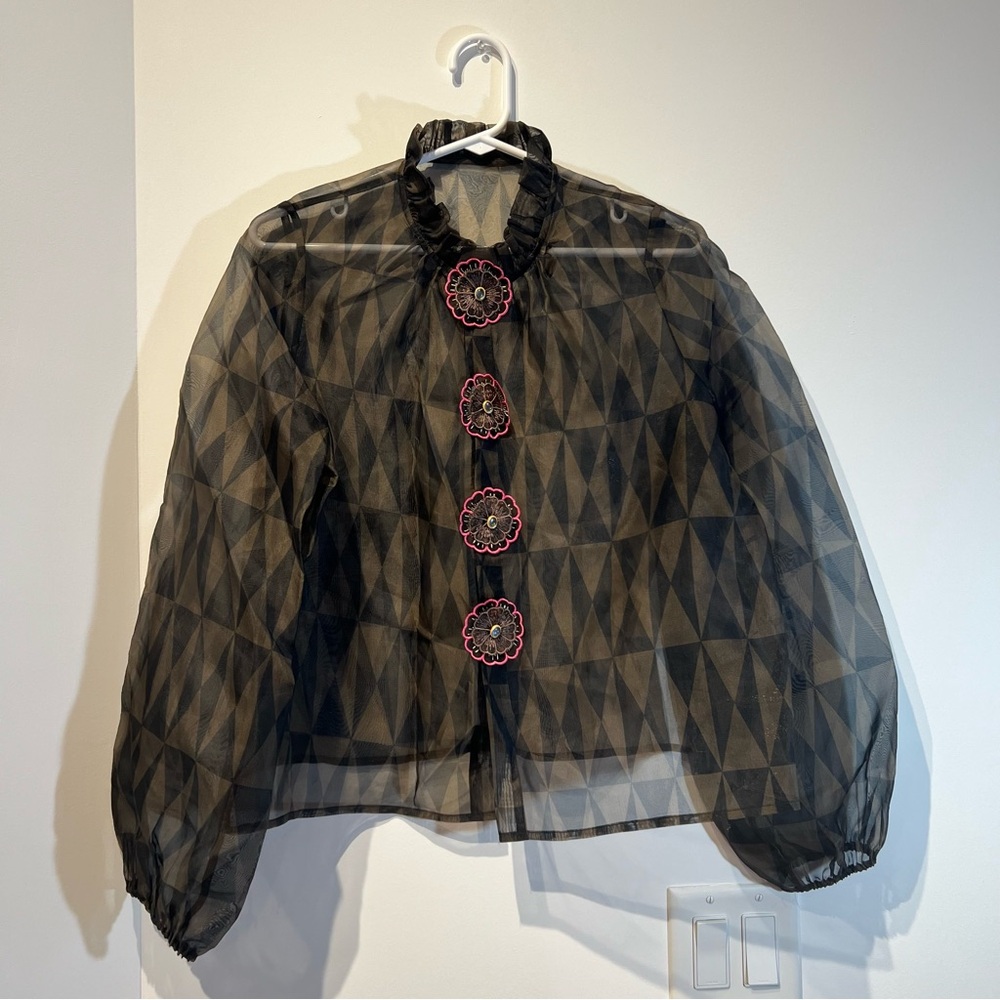 NWT Cynthia Rowley Silk Organza Blouse